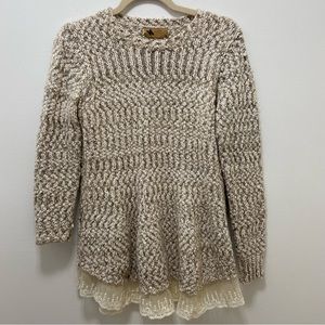 Anthropologie Katsumi Lace Bottom Sweater